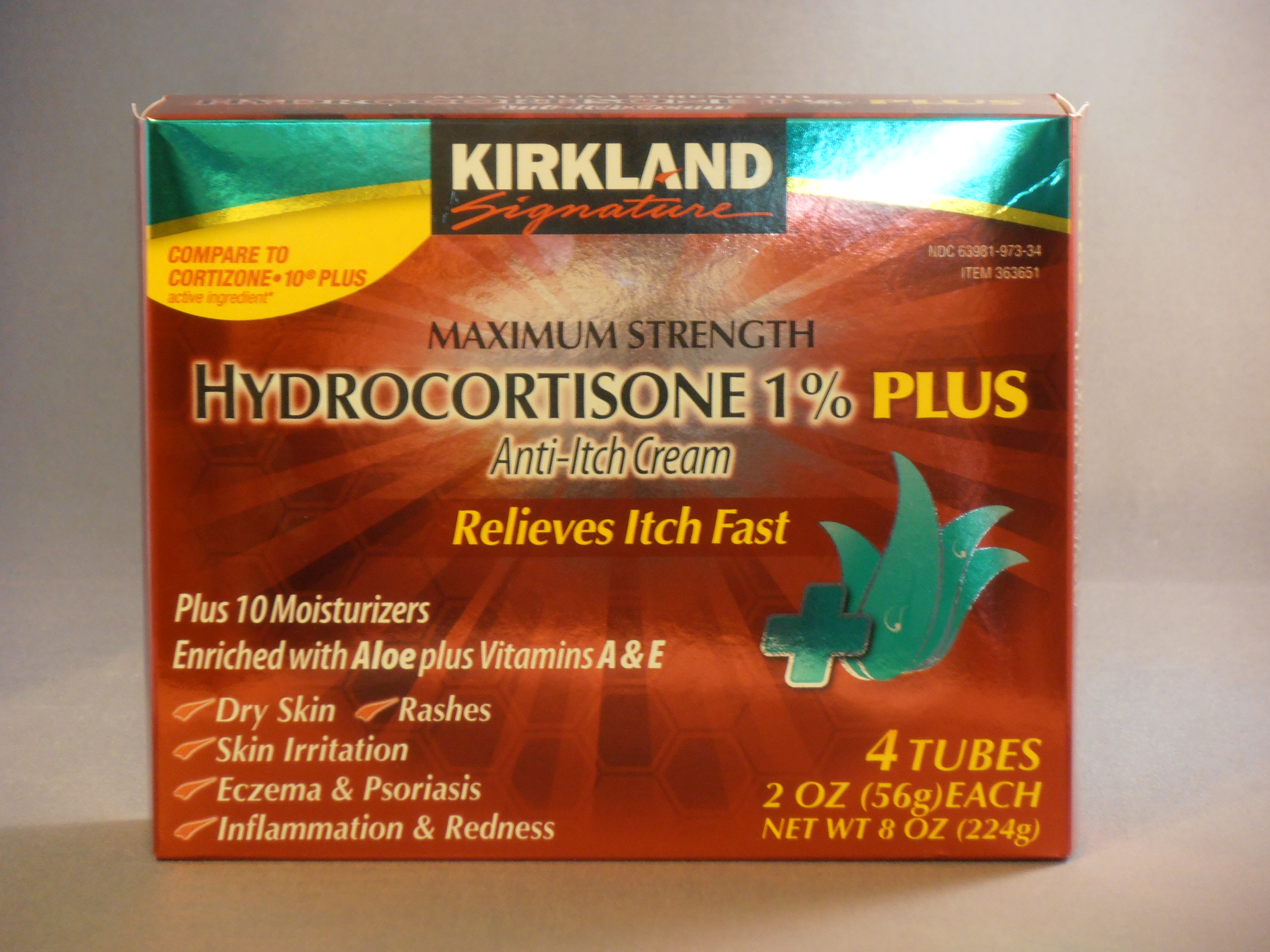 Kirkland Maximum Strength Hydrocortisone 1% 4/2oz Tubes -- U.S Delivery