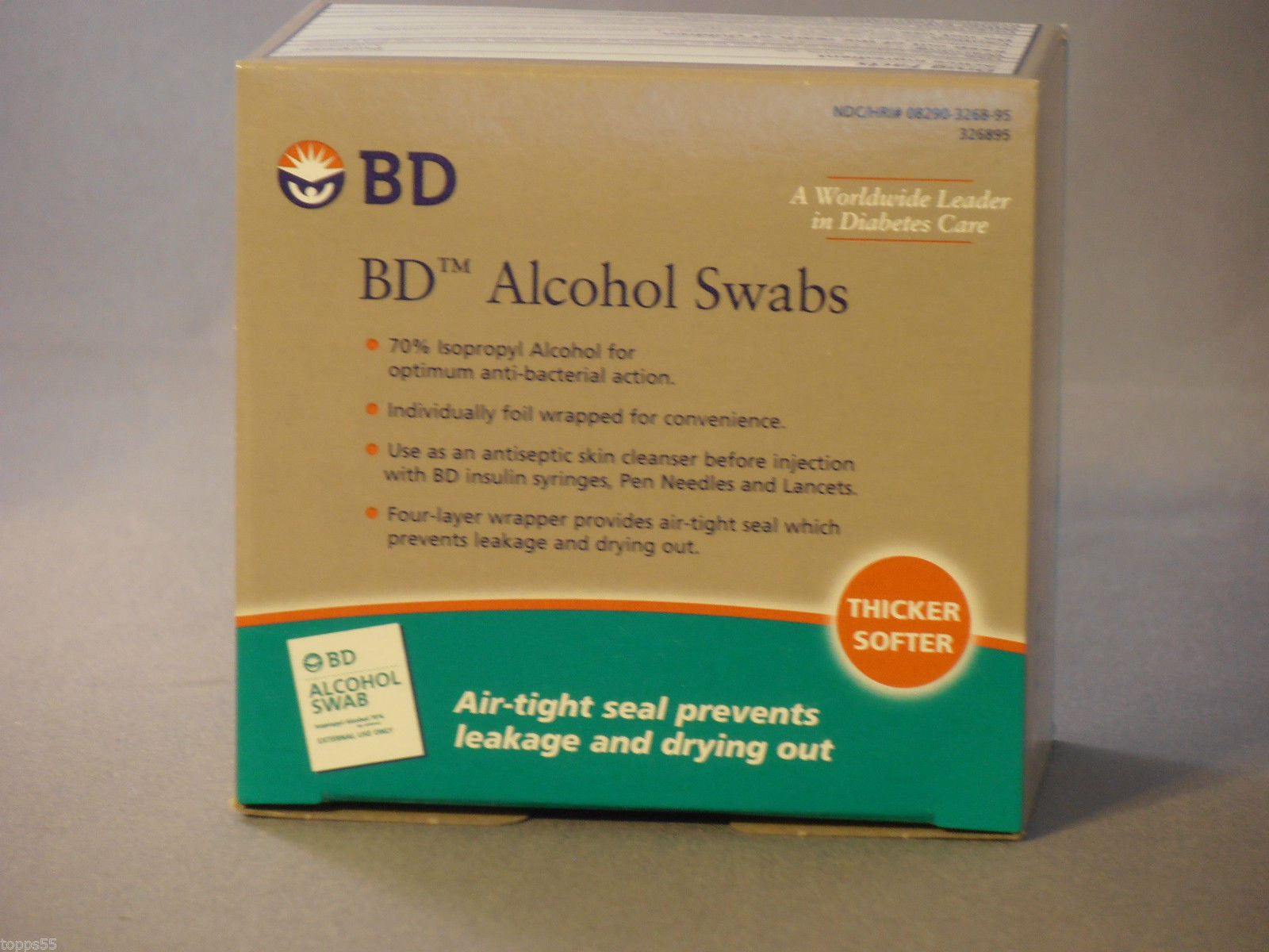 100ct BD Isopropyl Alcohol 70% Swabs Individually Wrapped Singles Diabetes Care -- US Delivery