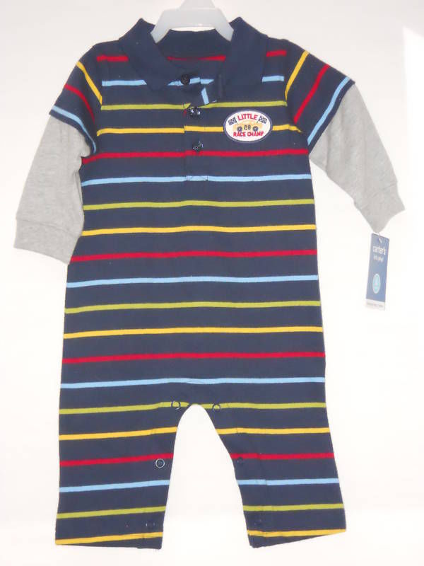 Carters Boys One Piece Striped Jump Suit Size New Born NWT Nice -- US Delivery
