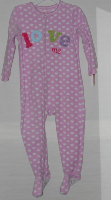 Carter's Girls Pink 1-Piece Long Sleeve Fleece Sleepwear Size 6 Months NWT Nice! -- US Delivery