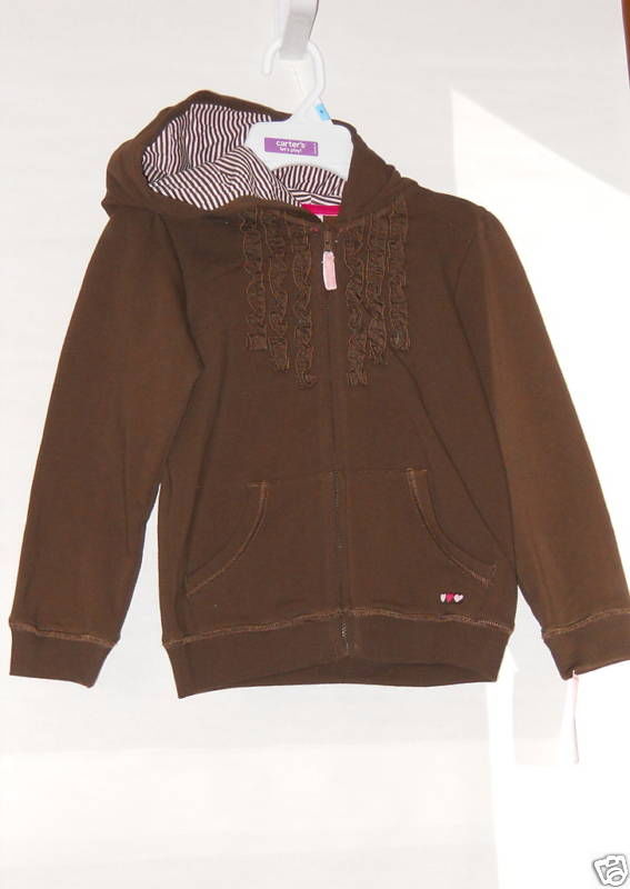 Carter's Girls Embelished Hoodie Brown Size 5 NWT Cute! -- US Delivery
