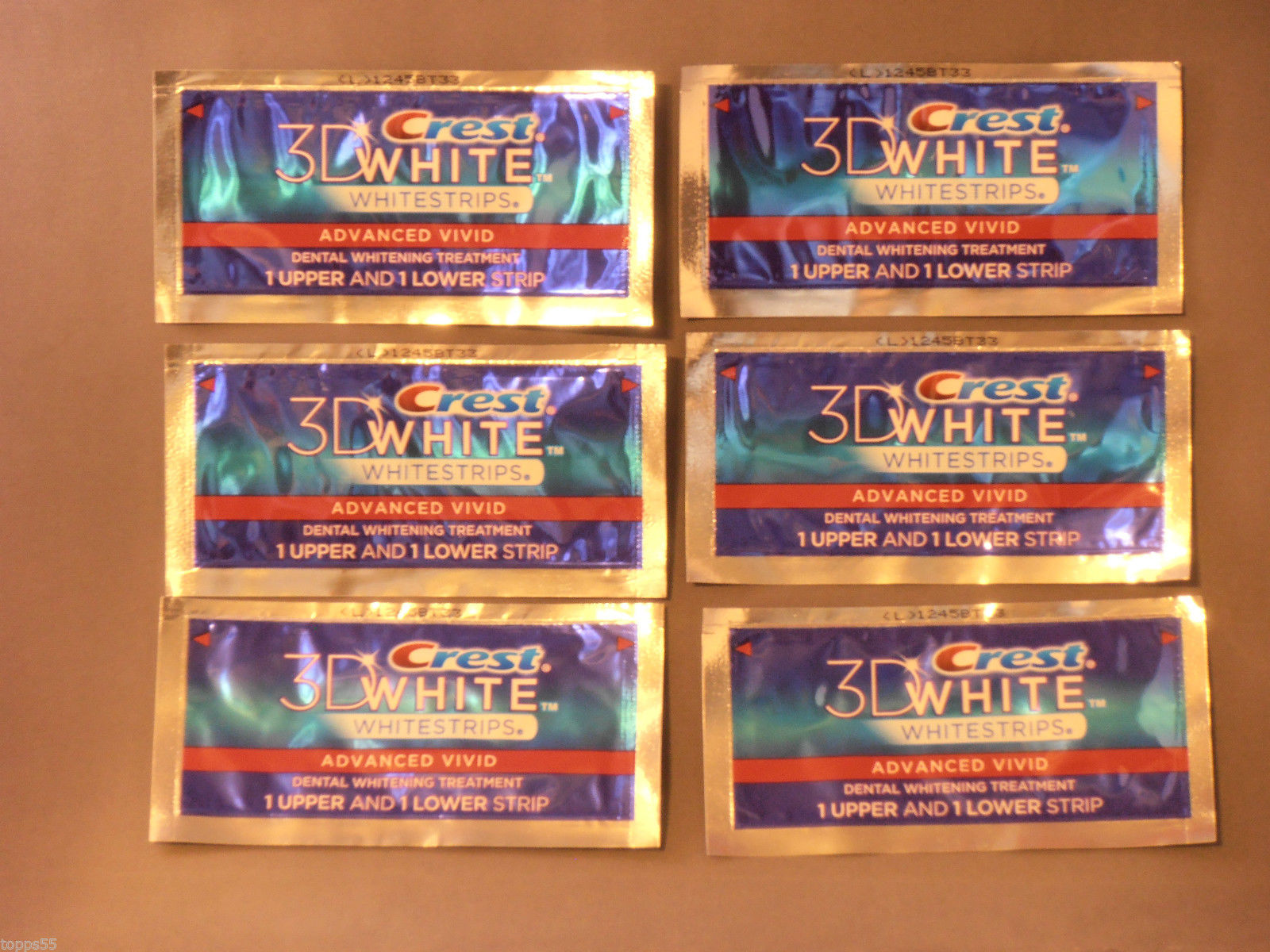 New Crest 3D Dental Whitestrips Advanced Vivid 12 Whitening Strips in 6 Pouches -- US Delivery