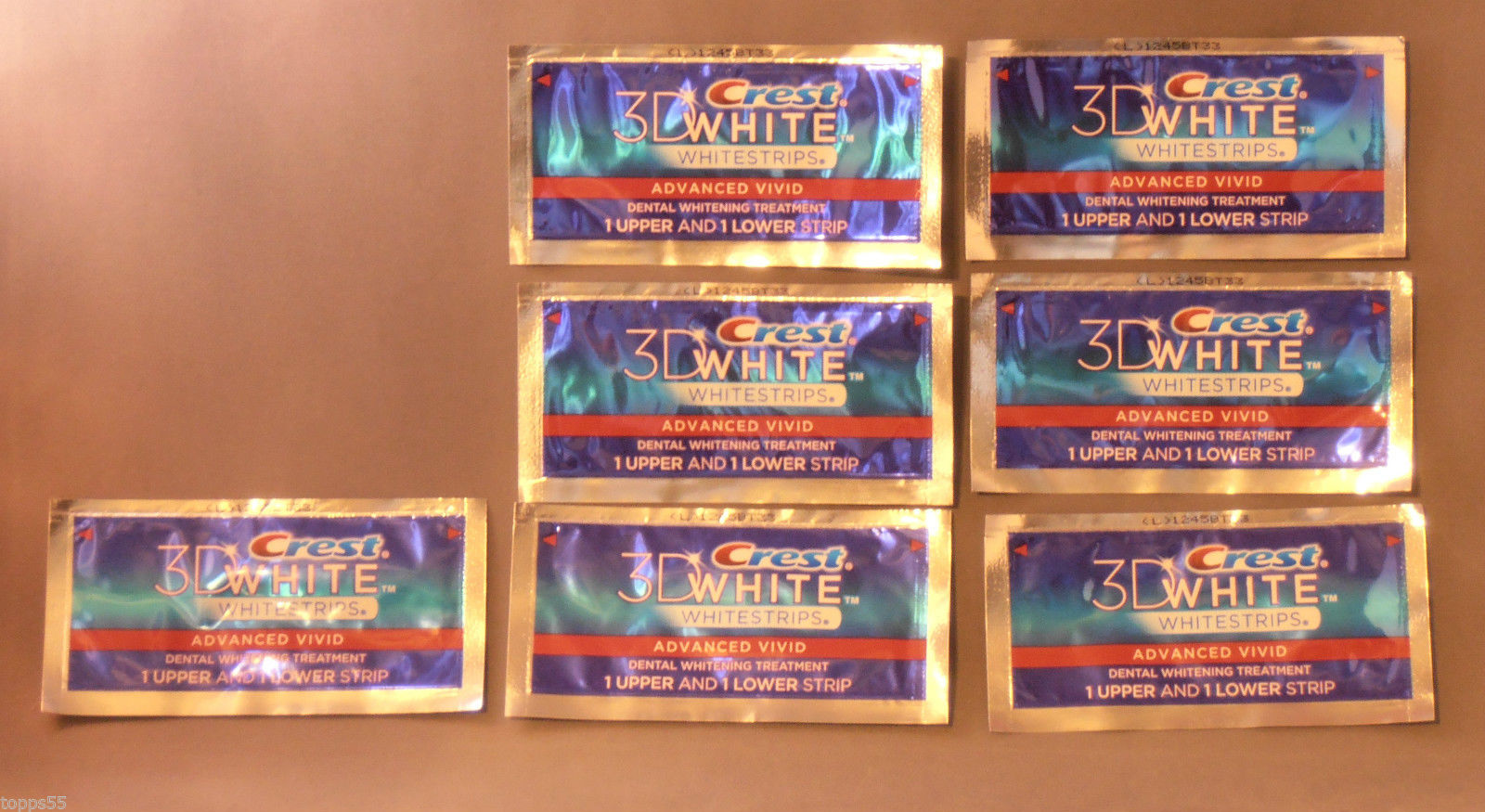 New Crest 3D Dental Whitestrips Advanced Vivid 14 Whitening Strips in 7 Pouches -- US Delivery