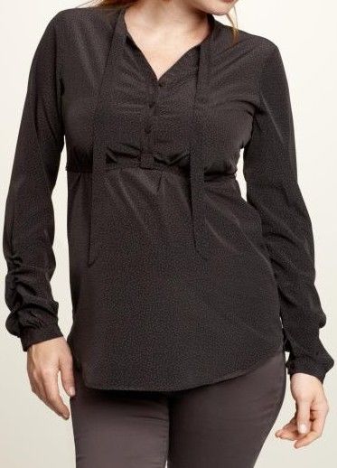 Gap Maternity Black with Pink Polka Dots Belted Tie-Neck Shirt Top Blouse Small -- US Delivery