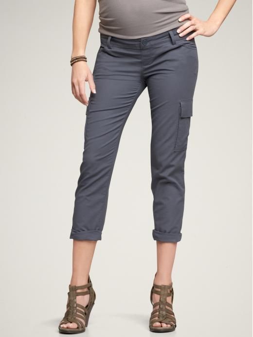 Gap Maternity Equinox Blue Back Panel Slim Cropped Cargo Pants Size 12 NWT Nice! -- US Delivery