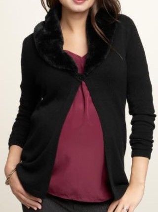 Gap Maternity Black Removable Fur Collared Sweater Cardigan Size X-Small NWT! -- US Delivery