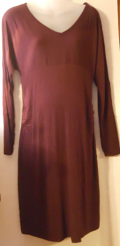 Gap Maternity Burgundy Knee Length V-Neck Long Sleeve Dress Small NWT Nice! -- US Delivery