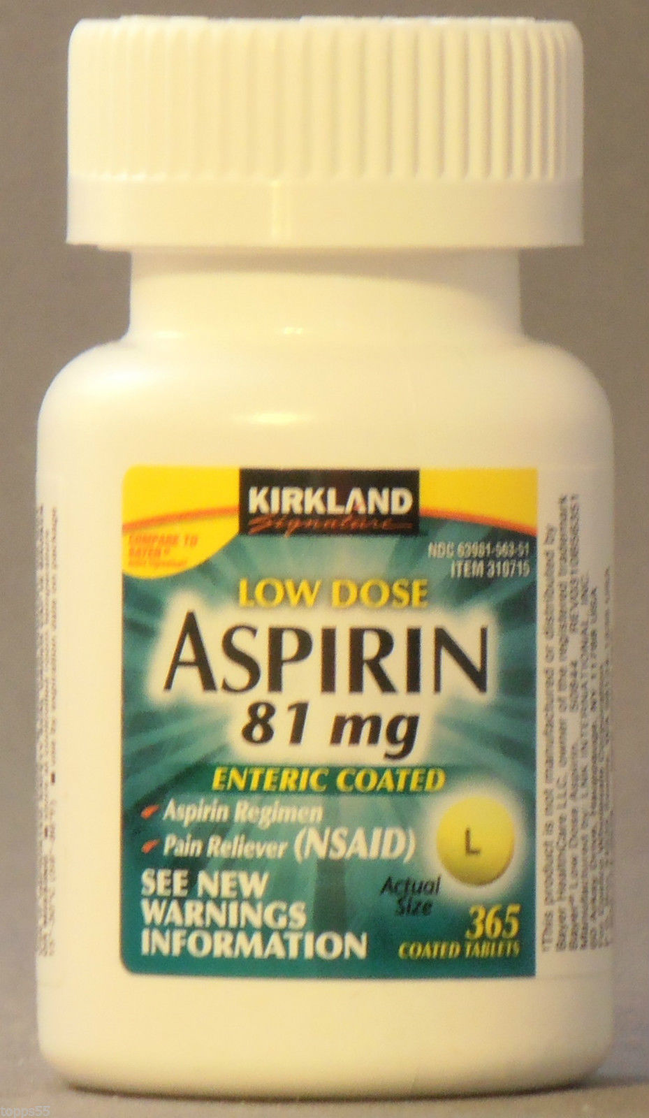365 ct Generic Low Dose Adult Aspirin 81mg Enteric Safety Coated Sealed New -- US Delivery