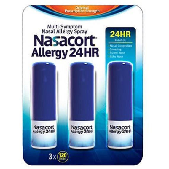 3ct Nasacort Nasal Allergy 120 Spray 0.57fl Dispensers, New 360 Total Sprays -- US Delivery
