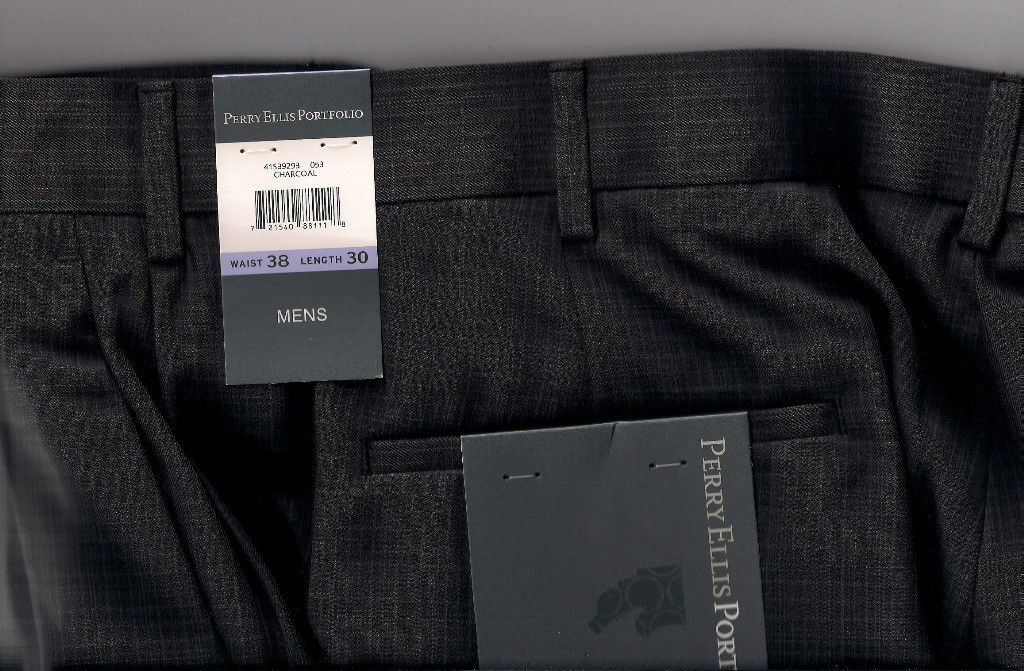 Perry Ellis Portfolio Mens Classic Fit Charcoal Neo-Luxe 38X30 Pant Trouser NWT! -- US Delivery