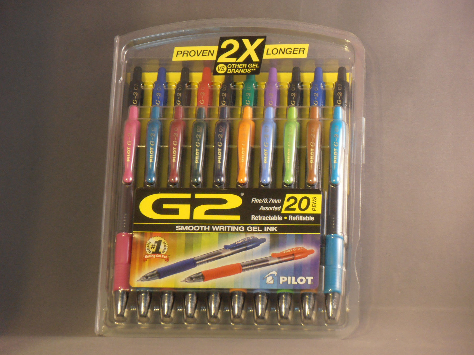 20ct Pilot G2 Retractable Gel Ink Fine Point .7mm Rollerball Assorted Pens NIP! -- US Delivery