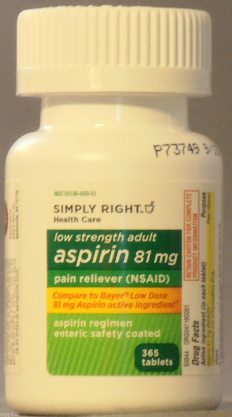 365 ct Generic Low Dose Adult Aspirin 81mg Enteric Safety Coated Sealed New -- US Delivery
