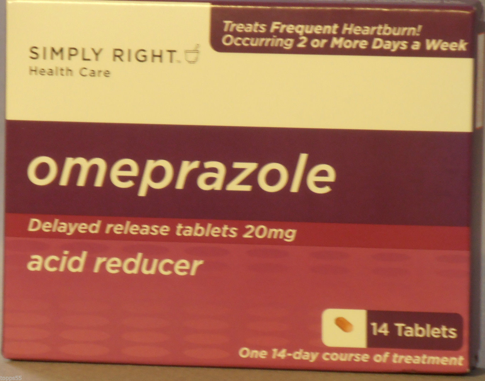 14ct Simply Right Generic Omeprazole OTC Acid Reducer HeartburnTablets 20mg New -- US Delivery