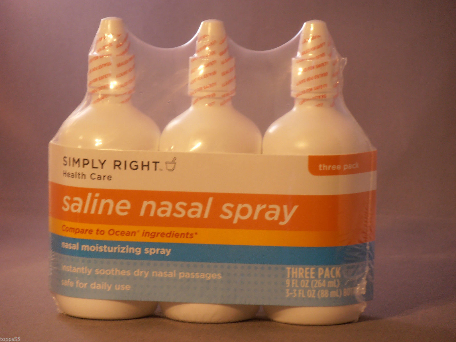 3ct Simply Right 3oz Bottles Generic Daily Use Saline Nasal Spray No Alcohol New -- US Delivery