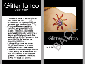 Glitter Tattoo Care Cards (200 pcs)
