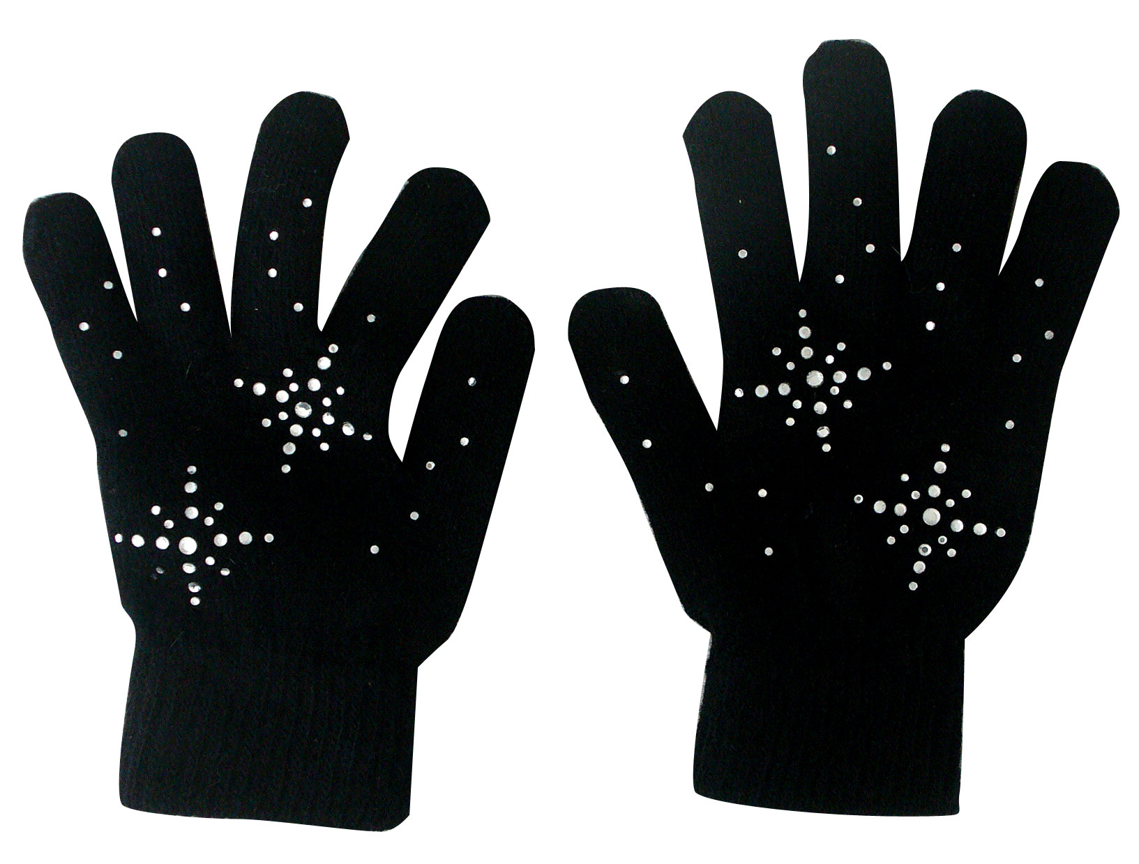 girls  ice skating Gloves with Clear Rhinestones Snow Flakes