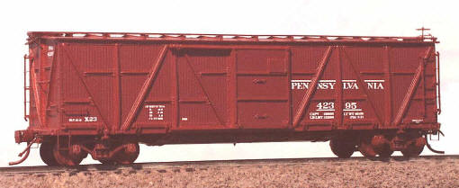 *10054 X23 SS BOXCAR, REBUILT, PLATE DOOR, OLD ROOF, PRR